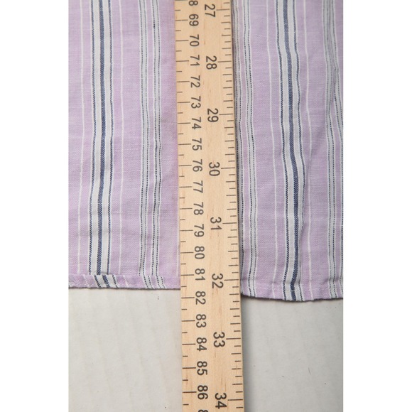 Polo Ralph Lauren Shirt Mens Large Purple Striped Bonnard 100% Linen Button Up - Picture 8 of 9